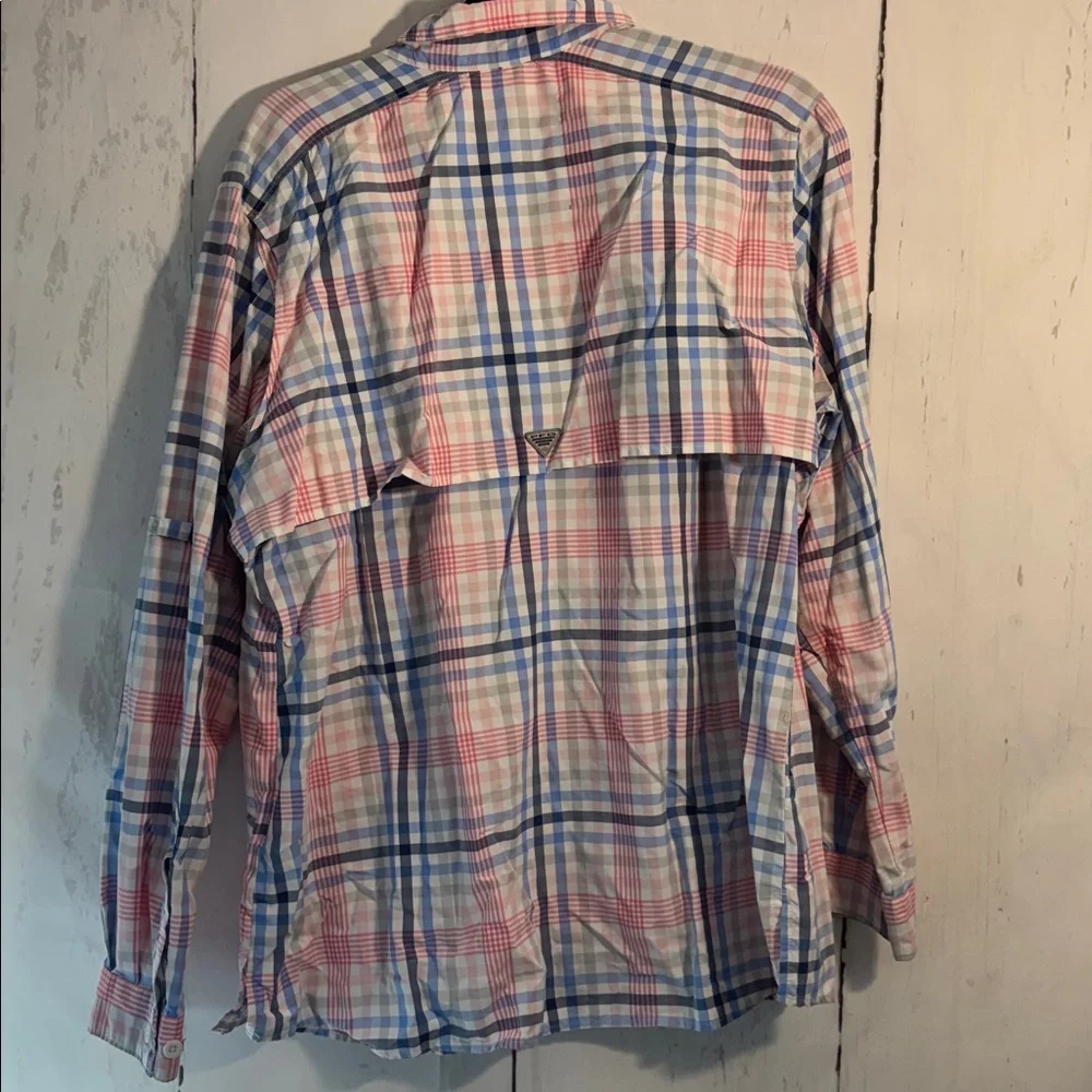 Columbia Women’s Sporty Button Down Plaid Shirt - Pink, Blue, and White. - Picture 7 of 8